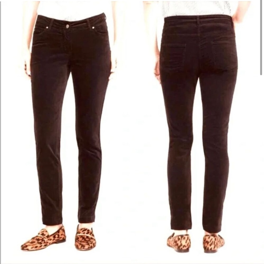 J McLaughlin Watson Velvet Skinny Leg Luxury Pants Dark Brown Size 6